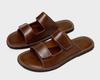 Men's Large Size High-End Leather Beach Sandals - Soft Sole Single Strap Summer Slippers (Sizes 46-47)