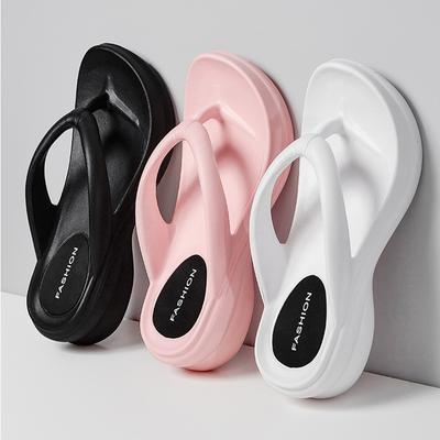 Damen-Sandstrand-Flip-Flops mit Keilabsatz, außerhalb des Meeres, Strandsandalen, Flip-Flops mit dickem Boden, Outdoor-Rutschen, Sommerschuhe