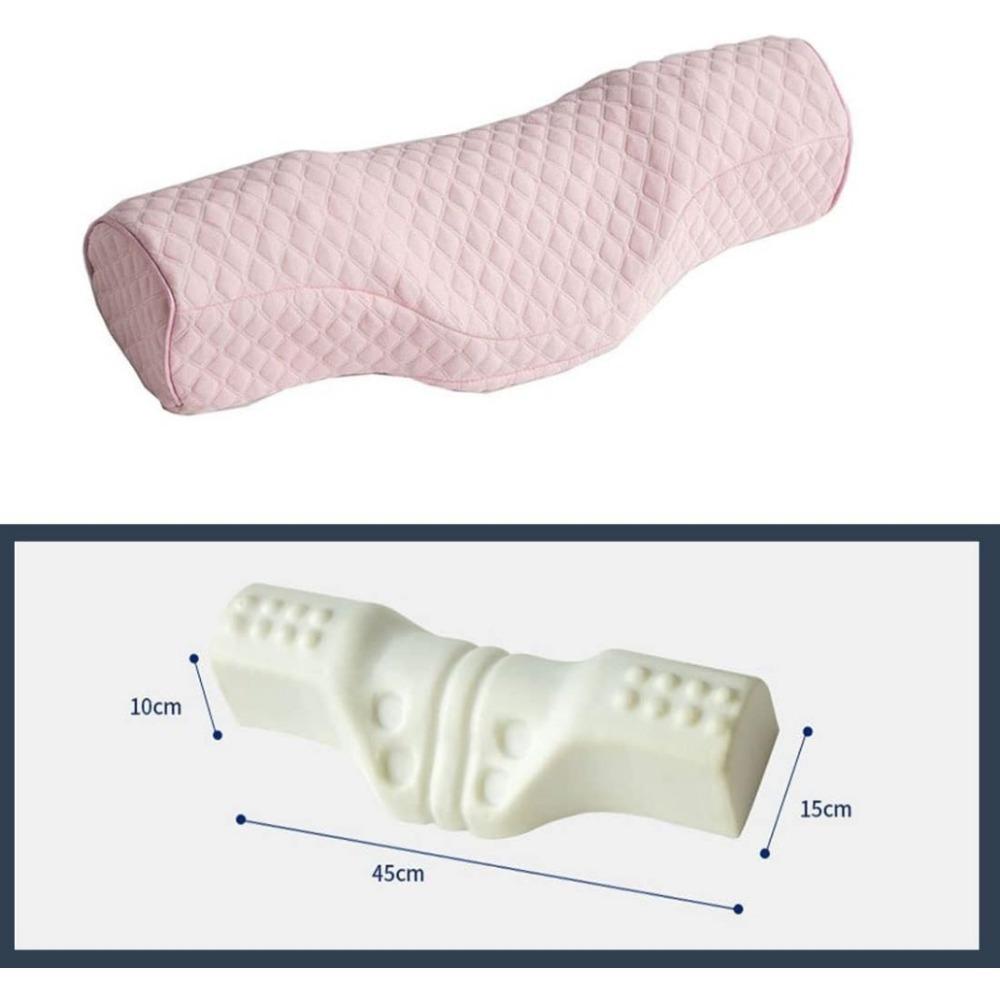 Pernă Cervicală pentru Gât pentru Dormit cu Alinare a Durerii, Pernă Rulou pentru Gât Spumă cu Memorie, Pernă Cilindrică de Călătorie pentru Pat pentru Persoane care Dorm pe Lateral, Persoane care Dorm pe Spate. (albastru)