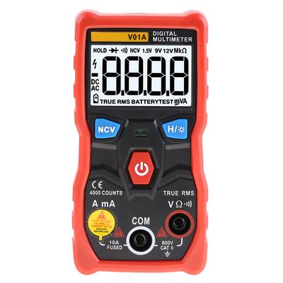 ANENG V01A Auto Range True RMS Digital Multimeter ACDC Current Voltage Ohm Tester (Red)