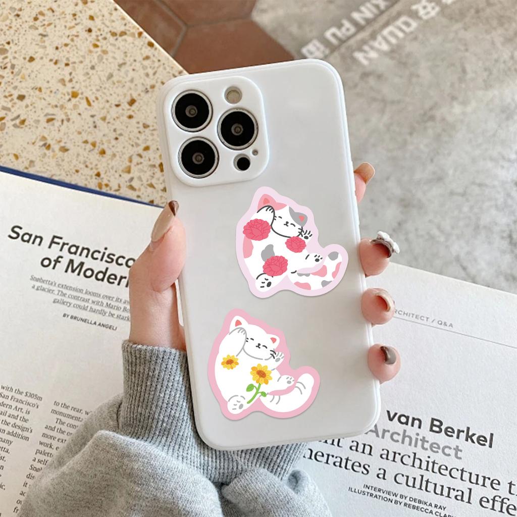 50 sztuk Naklejek z Kwiatami i Kotami Kolorowe Graffiti Telefon Komórkowy Notes Kubek Bagaż Dekoracja Wodoodporne Naklejki