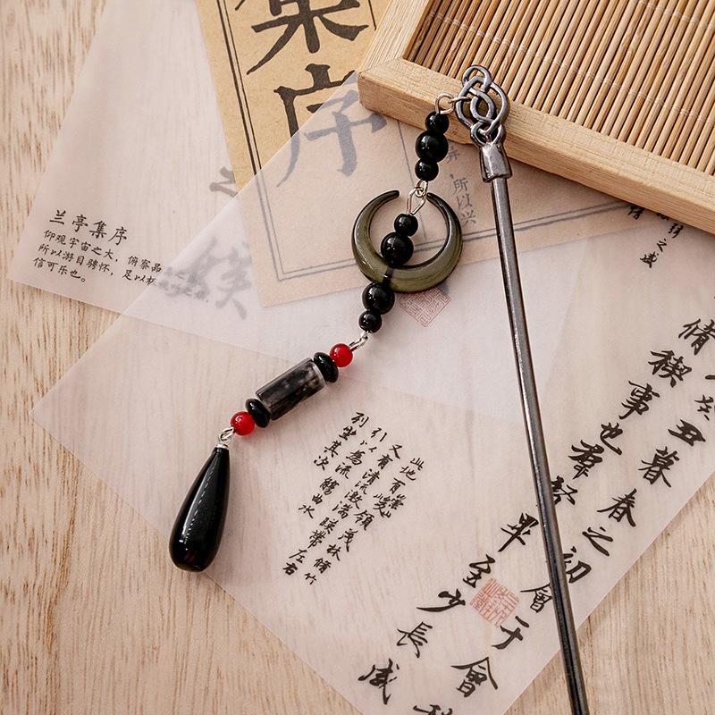 New Chinese Ancient Style Crescent Moon Tassel Tassel Hairpin Chinese Style Cheongsam Hanfu Water Drop Pendant Hairpin Cool Sense Hairpin