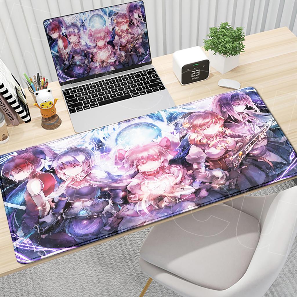 Mouse Pad Popular Puella Magi Madoka Magica Rubber Gaming Accessories Large XXL Laptop Keyboard Mat 900x400MM Non-slip Anti-fray