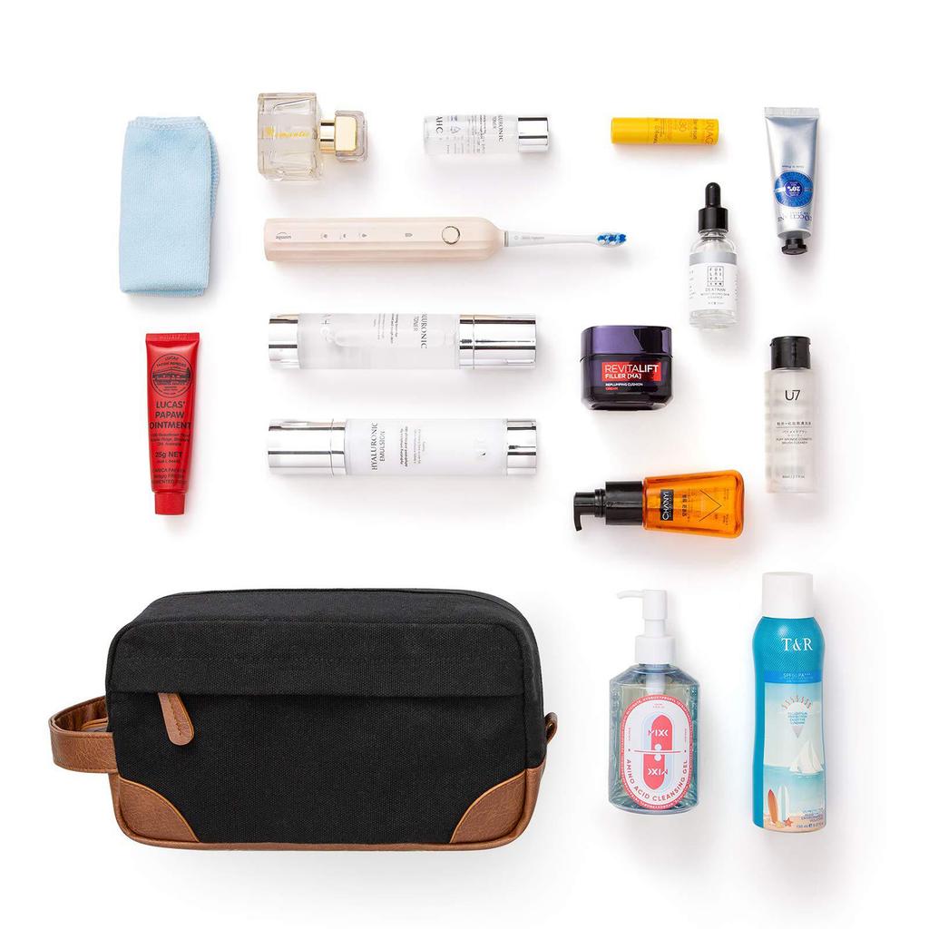 Vintage Waterproof Travel Toiletry Bag – Large-Capacity Canvas & PU Leather Dopp Kit for Men & Women