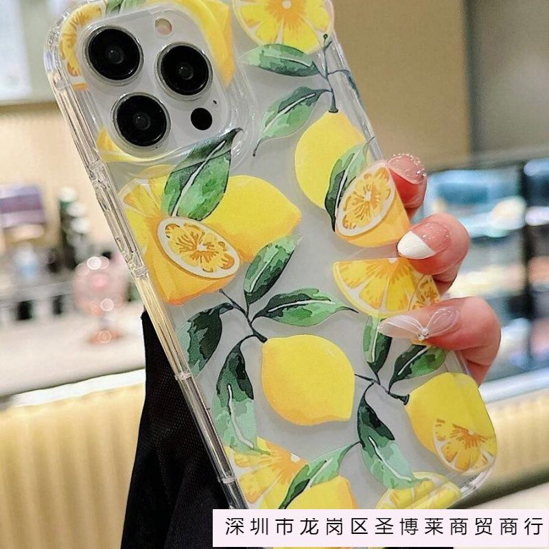 Fresh lemon is suitable for Apple 16promax mobile phone case 15plus airbag 14 transparent 13 foreign trade 12 personality 11