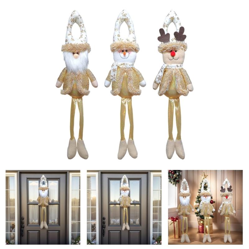 Christmas Doll Door Ornament Multipurpose Long Leg Doll Hanging Decoration For Tree Door Handle Bookshelf Curtain Window