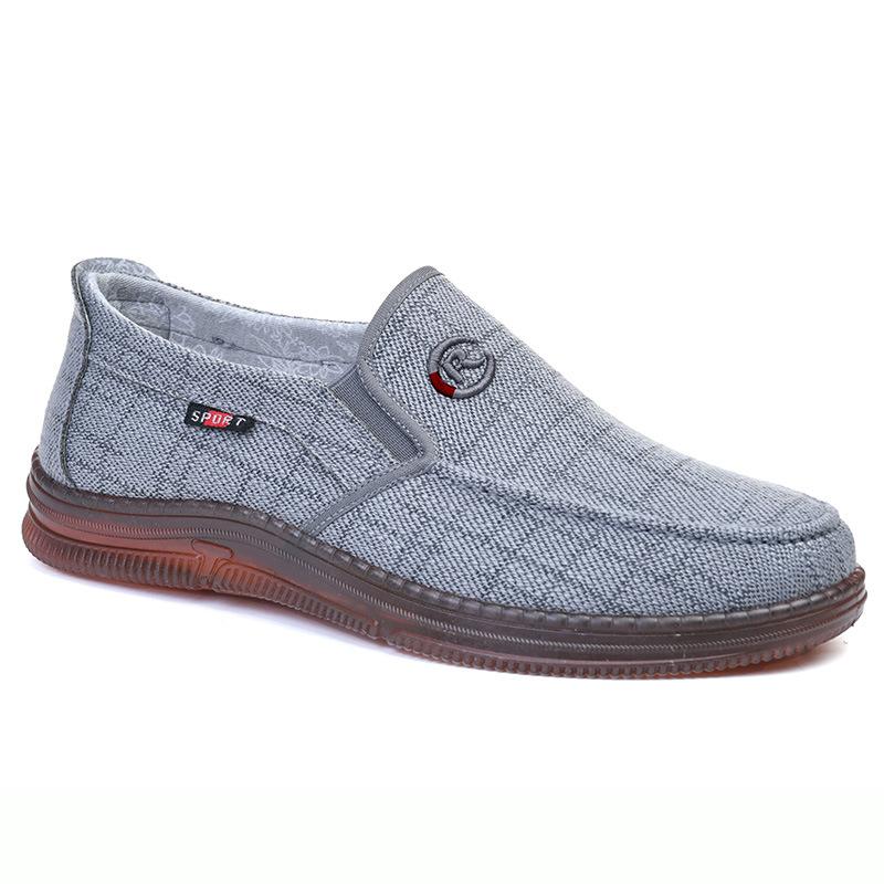 Canvas Shoes Men'S Spring And Summer New Middle-Aged And Elderly One-Pedal Commuting Shoes Men'S Breathable And Light Lazy Shoes Dad Shoes