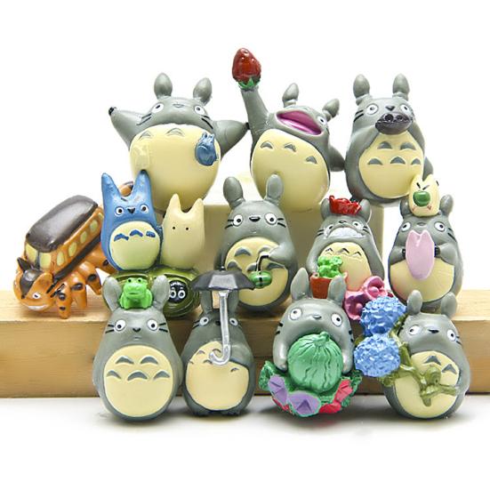 12Pcs/Set Anime Totoro Resin Models Miniature Dollhouse Bonsai Scenery Decor