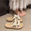 Summer Slippers Women Wear New Thick-bottomed Fairy Bow Pearl 2025 Fashion Open-toed Cool Slippers