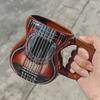Guitar ceramic water cup with lid creative music cup personalized niche high value gift coffee mug