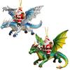 Prachtig kerstcadeau voor vrienden 2 stuks Kerstornamenten Santa Drakenrijder, 2D Acryl Vliegend Handgemaakt Feestelijke Hangende Ornamenten Claus Decoratie, Boom