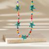 Elegant Turquoise Beaded Choker Starfish Pendant Necklace Adjustable Length Neckchain for Women Ocean Inspired Jewelry