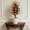 Artificial Flower with Ground Spike Outdoor Faux Wildflower Bushes UV Resistant Fake Topiary Bouquet for Home Garden Yard Patio