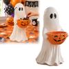 Süßes oder Saures Desserthalter Harz Geisterstatue mit Kürbis Süßigkeitenschale, Niedliche Figur, Multifunktionale Aufbewarungsfigur für Veranda Hof