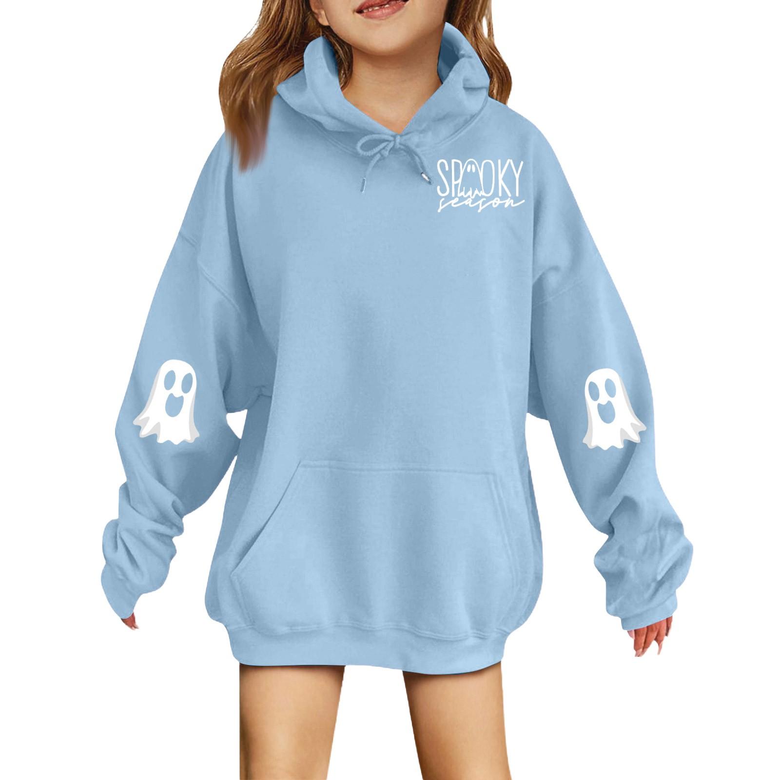 

Модные толстовки с капюшоном для мальчиков и девочек на Хэллоуин с мелким принтом для детей 140