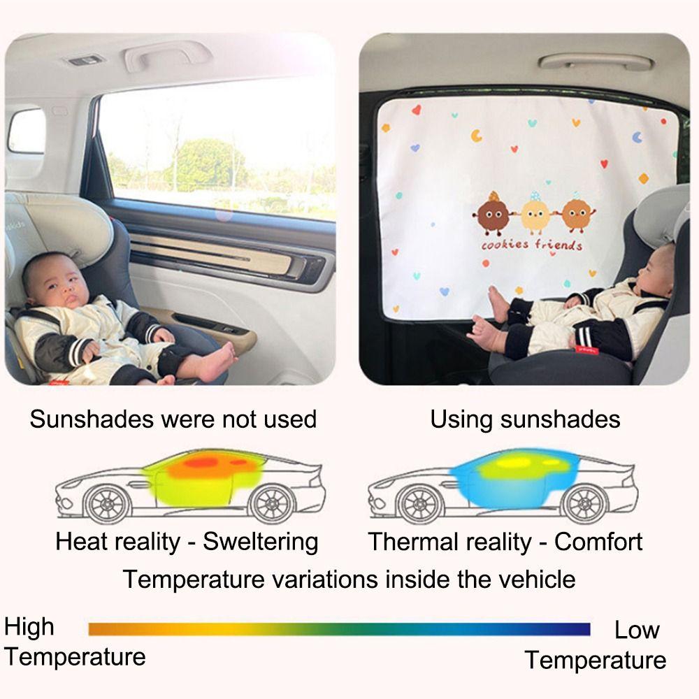 UV Protection Cartoon Car Curtain Embedded Rail Vehicle Privacy Shades  Car Interior Accessories