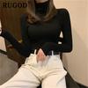Casual Solid Basic Knitted Blouse Women Elegant Turtleneck Long Sleeve Tunic Auturm Bottoming Pullover Tops  new