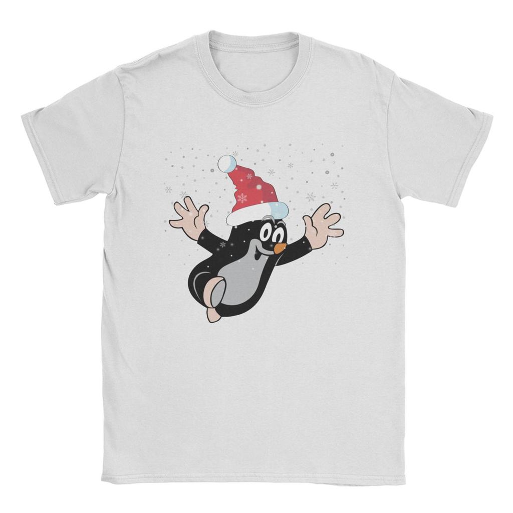 Vintage Frohe Weihnachten Maulwurf T-Shirts Herren Damen Baumwolle T-Shirt Krtek Kleiner Maulwurf Niedlich Cartoon Kurzarm T-Shirts Bedruckte Oberteile