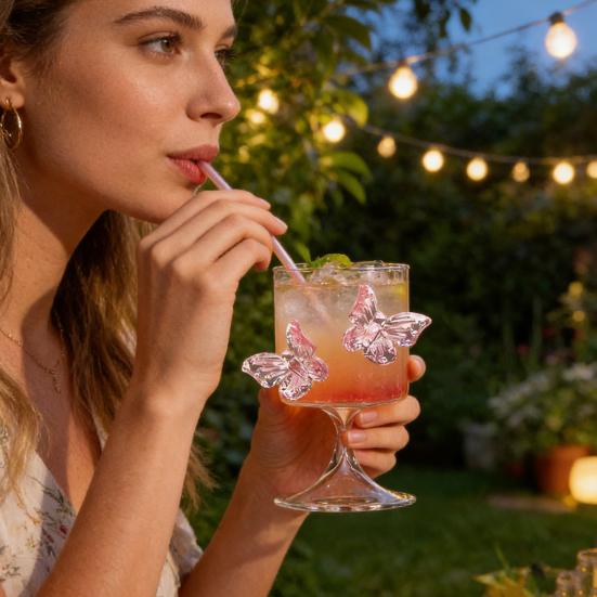 Copas de Vino de Mariposa 3D 250ml Vidrio de Borosilicato Alto Resistente al Calor Frío Copa de Vino Cristalería para Cócteles