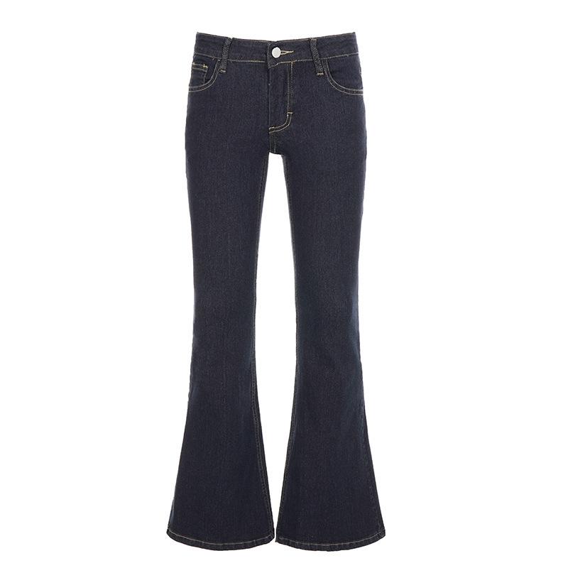 

Deep Blue Low-Rise Flared Jeans - Street Style Slim Fit S