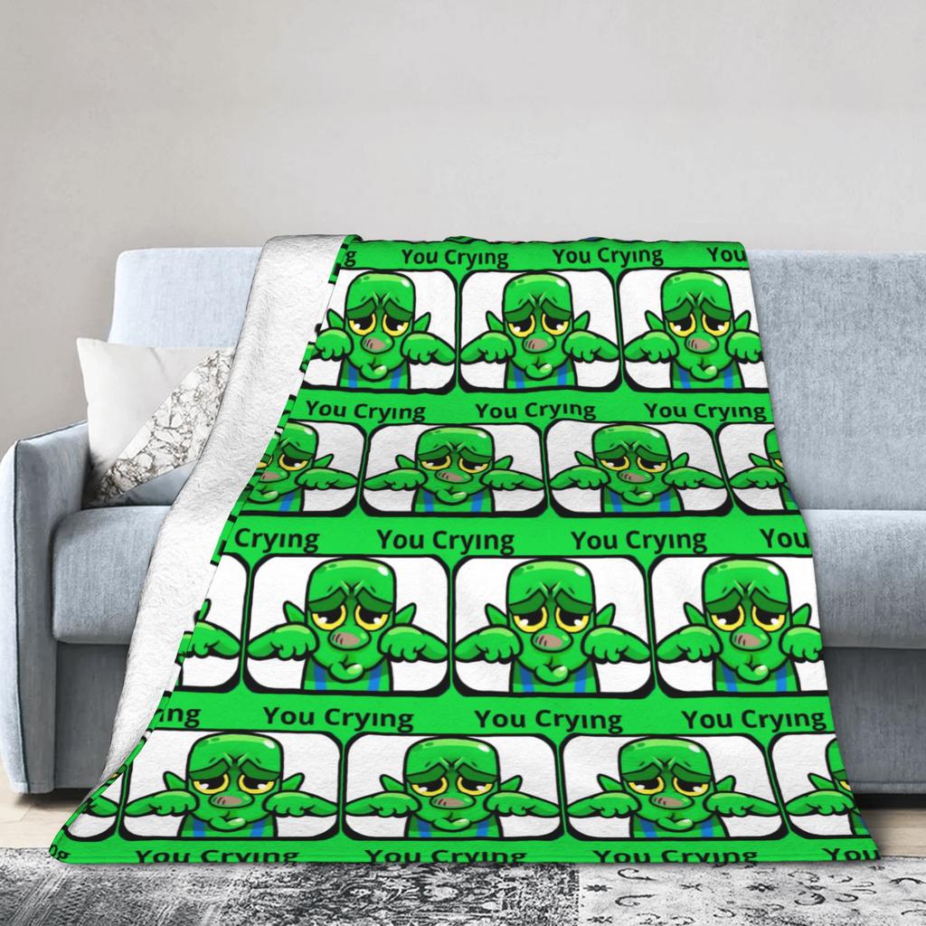 Funny Gobling Crying Emote Blankets Clashes Royaleds Game Wool Novelty Warm Throw Blankets for Bedding Lounge Autumn/Winter