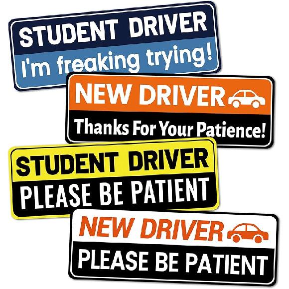 Teen Driver Magnet Sticker: Funny Oval Learner Driver Safety - 4 Pack Car Magnets - 6.6  x 4 A-regular