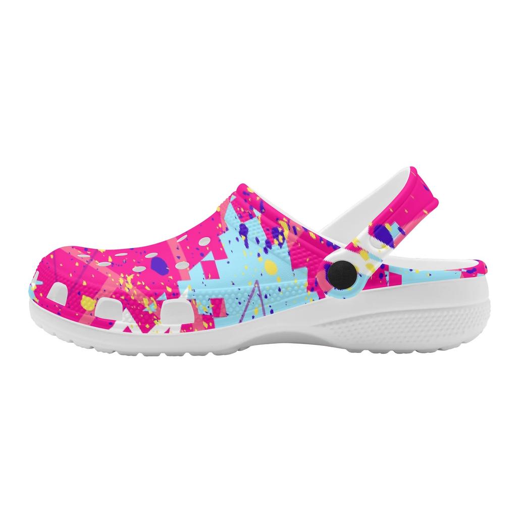 Women Men Printed EVA Garden Shoes Lightweight Breathable Slip On Clogs Beach Pool Bathroom Home Casual Slippers Outdoor Use