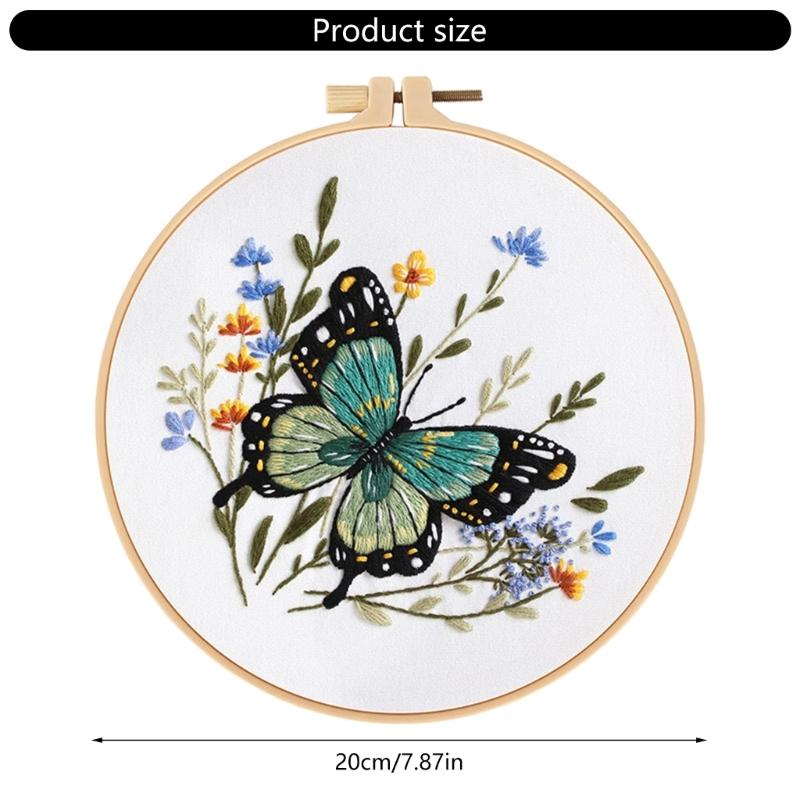 Butterfly Floral Embroidery Kits Embroidery Set with Thread and Needle Embroidery Starter Kits Crosses Stitching Set