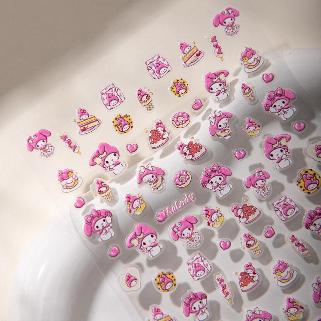 Cyansea Hot Selling Sanrio Melody Princess Embossed Nail Art Stickers