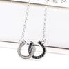 Hot Rhinestone Jewelry Necklace Double Horse Hoof Pendant Zinc Zinc Alloy Chain Women Lady