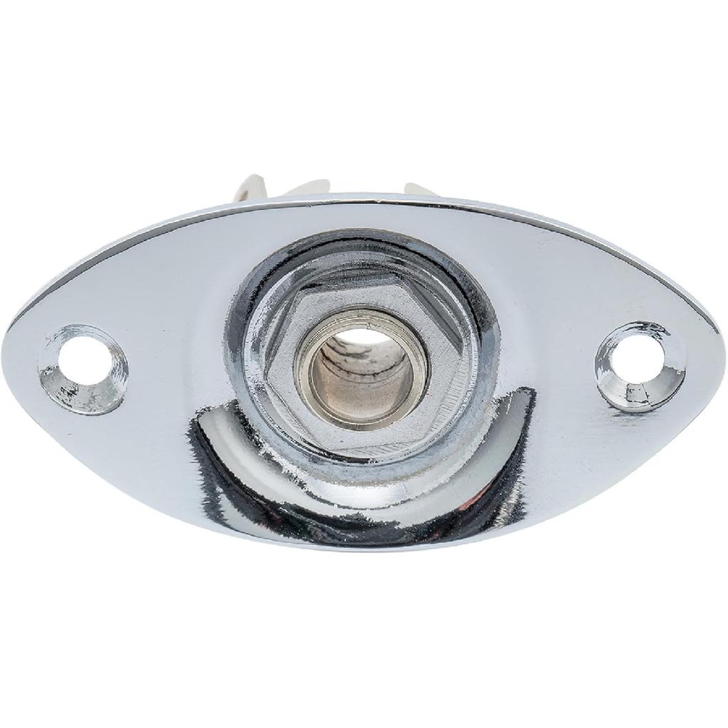 Musiclily Metall 1/4" Ovaler Gitarren-Eingangsbuchsen-Platte Ausgangsbuchsen-Platte Buchse mit Schrauben für Fender Strat Tele Style E-Gitarre, Chrom