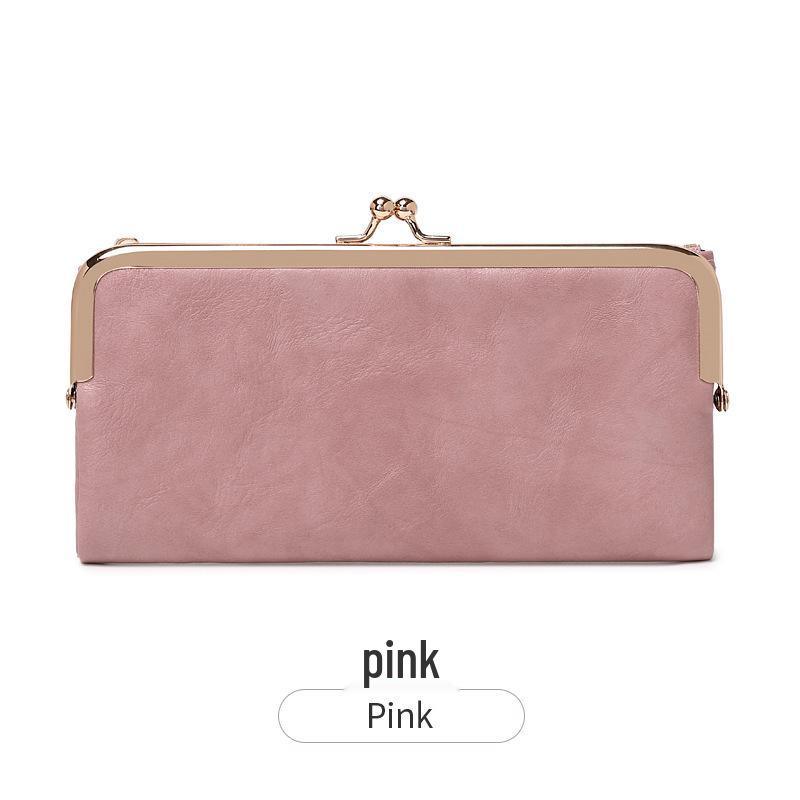 

Женский ретро кошелек-клипса, складной: Универсальный, многофункциональный кошелек для монет и клатч розовый