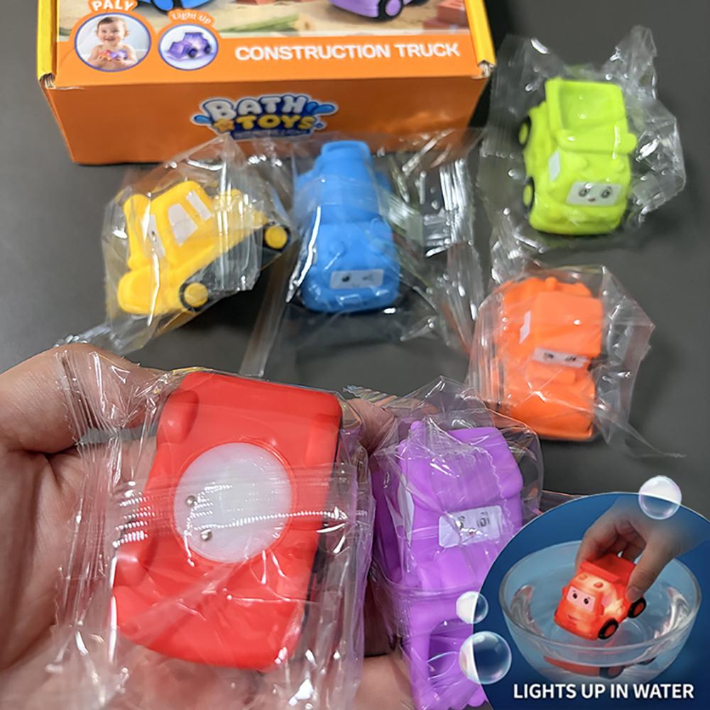 Light Up Car Playset Bath Toys LED Sensory Soft Vinyl Floating Water Play Toys for Bathtub & Pool Toddler Toys for 3 4 5 Years