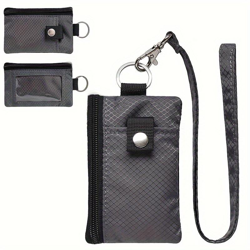 RFID Blocking Small Wallet with ID Window Zip Id Case Wallet with Lanyard Keychain for Cards Cash Travel Women Men