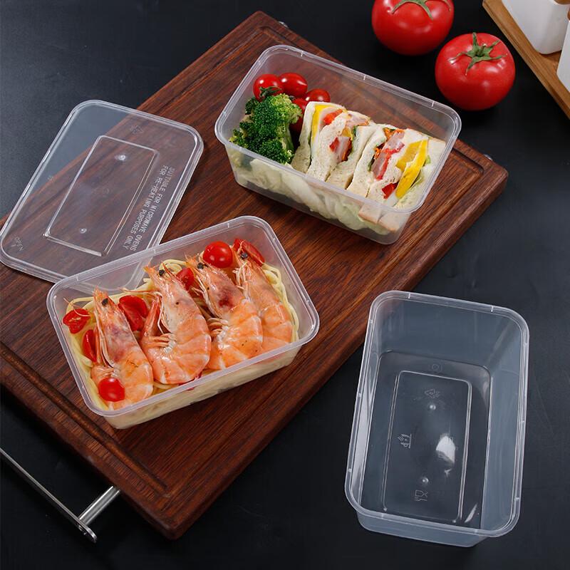 Churong 750ml Disposable Rectangular Food Containers with Lids (300 Count) 750ml, 300 Count