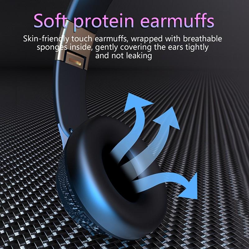 Faltbarer Musik-Kopfhörer, Subwoofer, Stereo-Sound, kabelloser Bluetooth-Kopfhörer, unterstützt Speicherkarte, MP3-Wiedergabe, 3,5-mm-Schnittstelle, PC