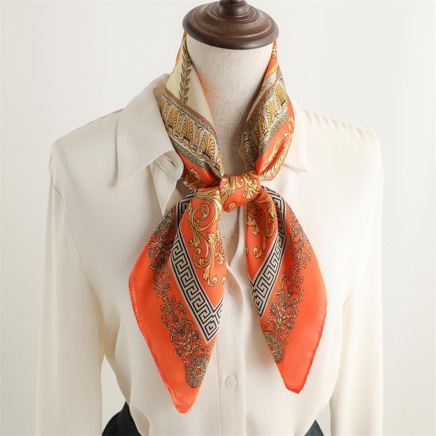 Spring and summer British style advanced sense sunscreen shawl versatile hot-selling cashew nut scarf simulation silk 71cm professional scarf women