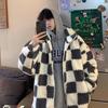 2025 Men's Korean Style Checkered Lambswool Coat for Autumn/Winter: Loose, Versatile, High-End Warmth