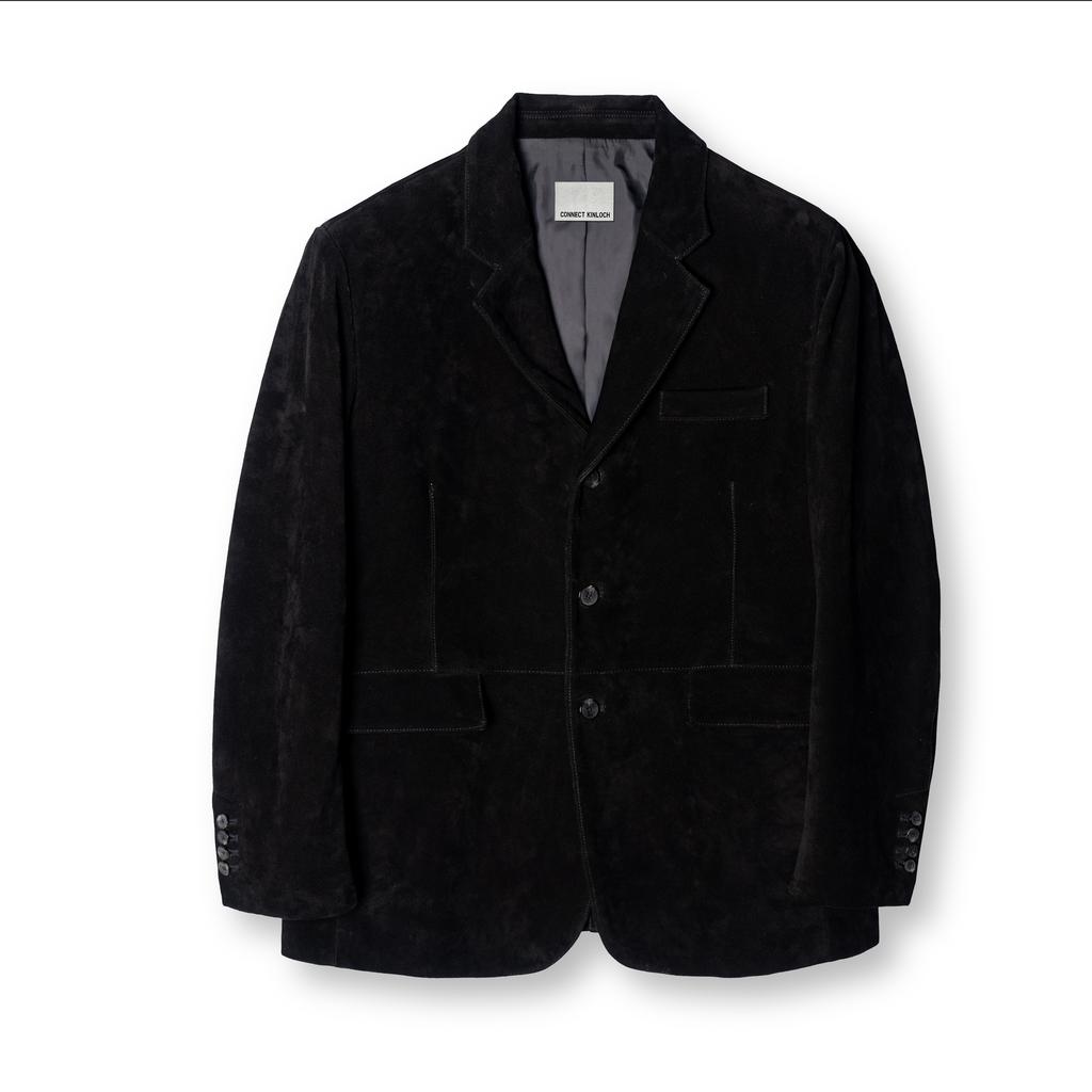 Connect Kinloch [Real Leather] Suede 3-Button Blazer Jacket [Black]