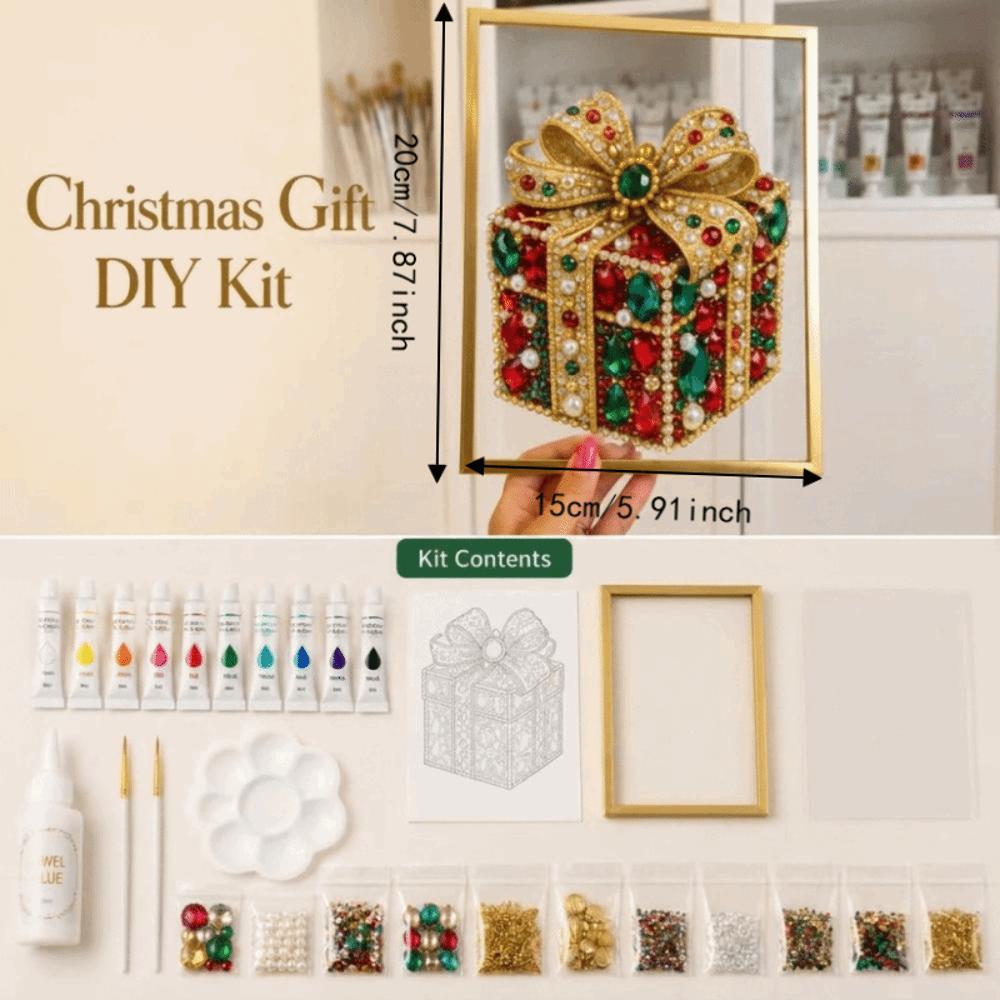 DIY Jeweled Christmas Tree Art Kit 20*15cm Exquisite Pearl Painting Art Fun with Frame Gem Painting Kit Christmas Present