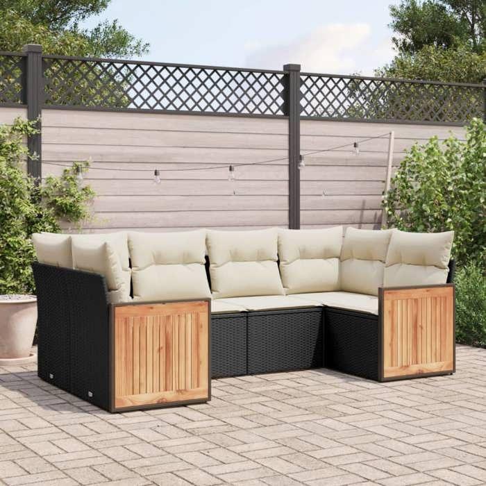 VidaXL Garden Lounge Set with Cushions 6 Pcs, Patio Sofas, Furniture Set, Outdoor Terrace Furniture, Black 3260341