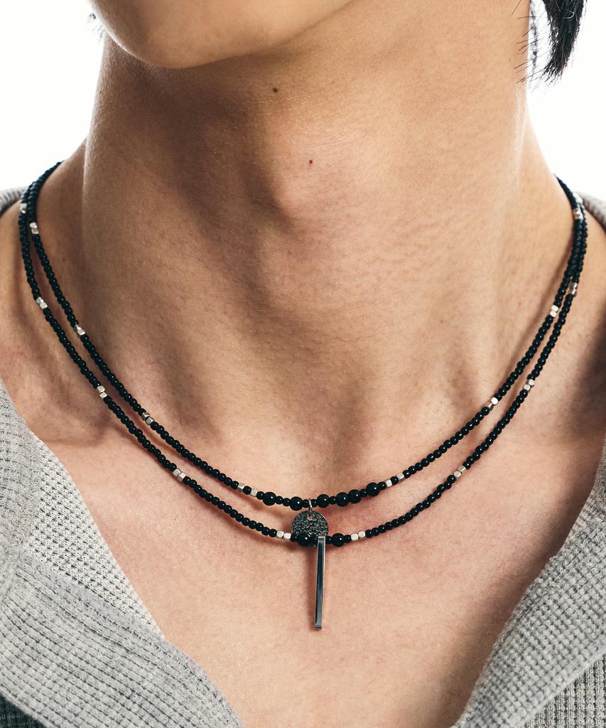 Ssy Double Layered Pendant Onyx Stone Necklace