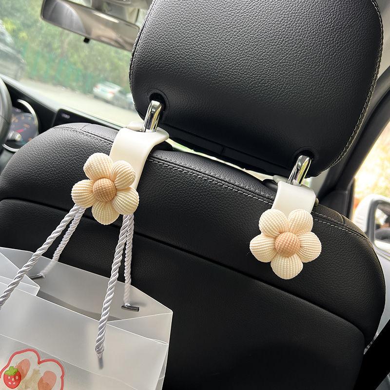 4PCS Creative Car Hooks Temperament Flower Seat Back Storage Car Seat Hooks Seat Back Accessory Hooks Bags Clothes Hooks Clips