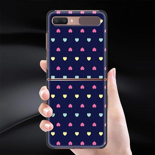 Schwarz Harte Telefon Fall Für Samsung Galaxy Z Flip 3 4 Abdeckung Für Zflip 5g Luxus Zurück Capa Dünne fundas Tasche Tier Nette Liebe Herz