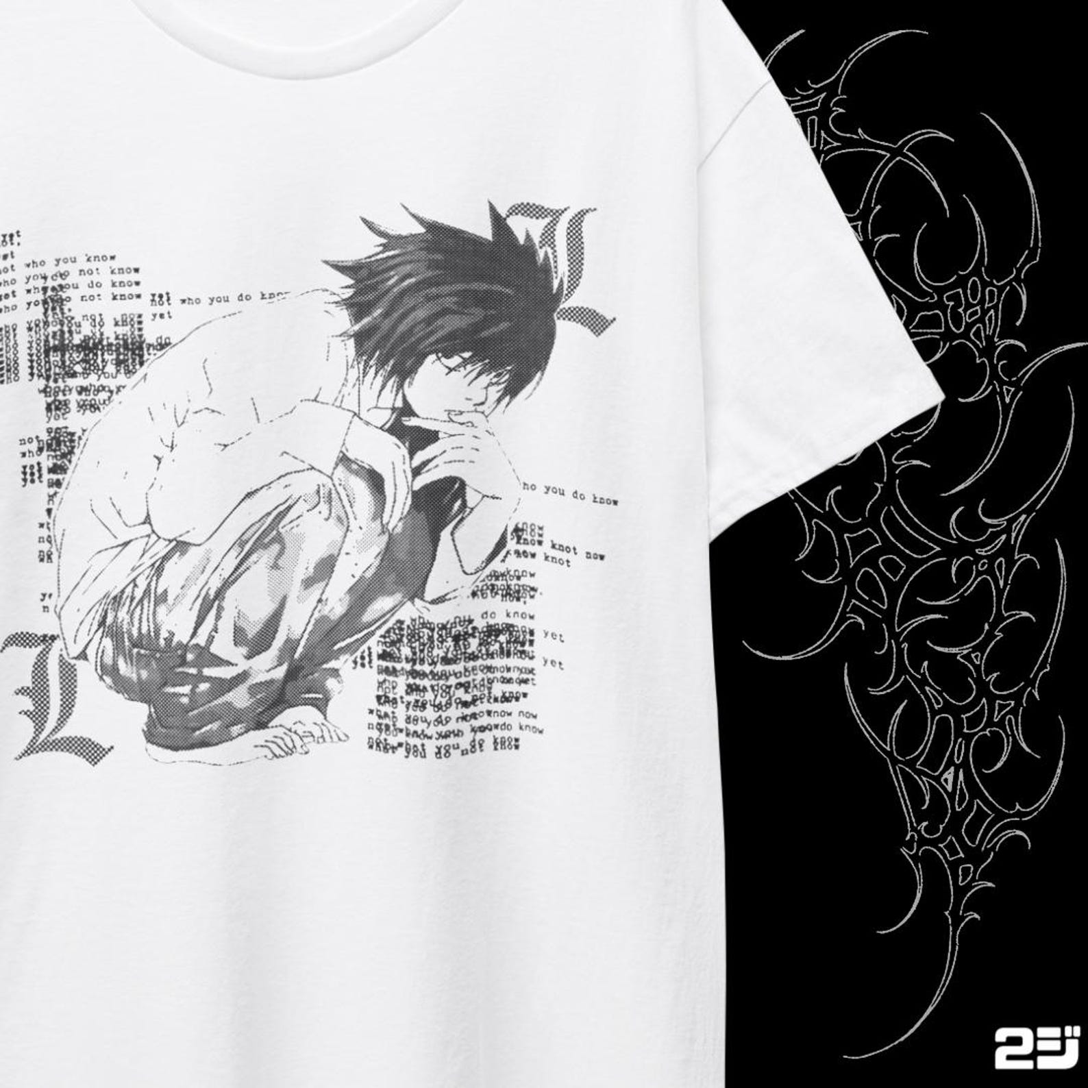 L - Death Note Inspired Anime T-Shirt | Vintage Manga Graphic Tee Couple gift L