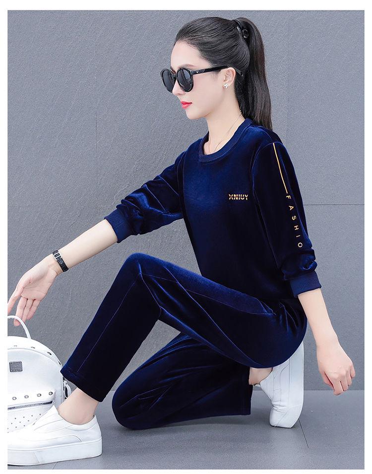 Dámská podzimní/zimní ležérní sportovní souprava: Módní, Omlazující, Volný, Zeštíhlující, S plus sametem, Zesílený dvoudílný.