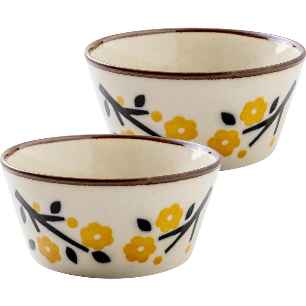 Minoru Pottery Mino Ware 130 Pack Bowl Yellow Set of 2 PLANTAREE-KOHARU-