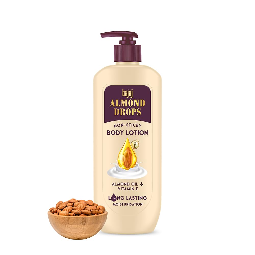 BAJAJ Almond Drops Non-Sticky Body Lotion 400 ML Pack of 1 Long-Lasting Moisturizer for Soft Smooth Skin