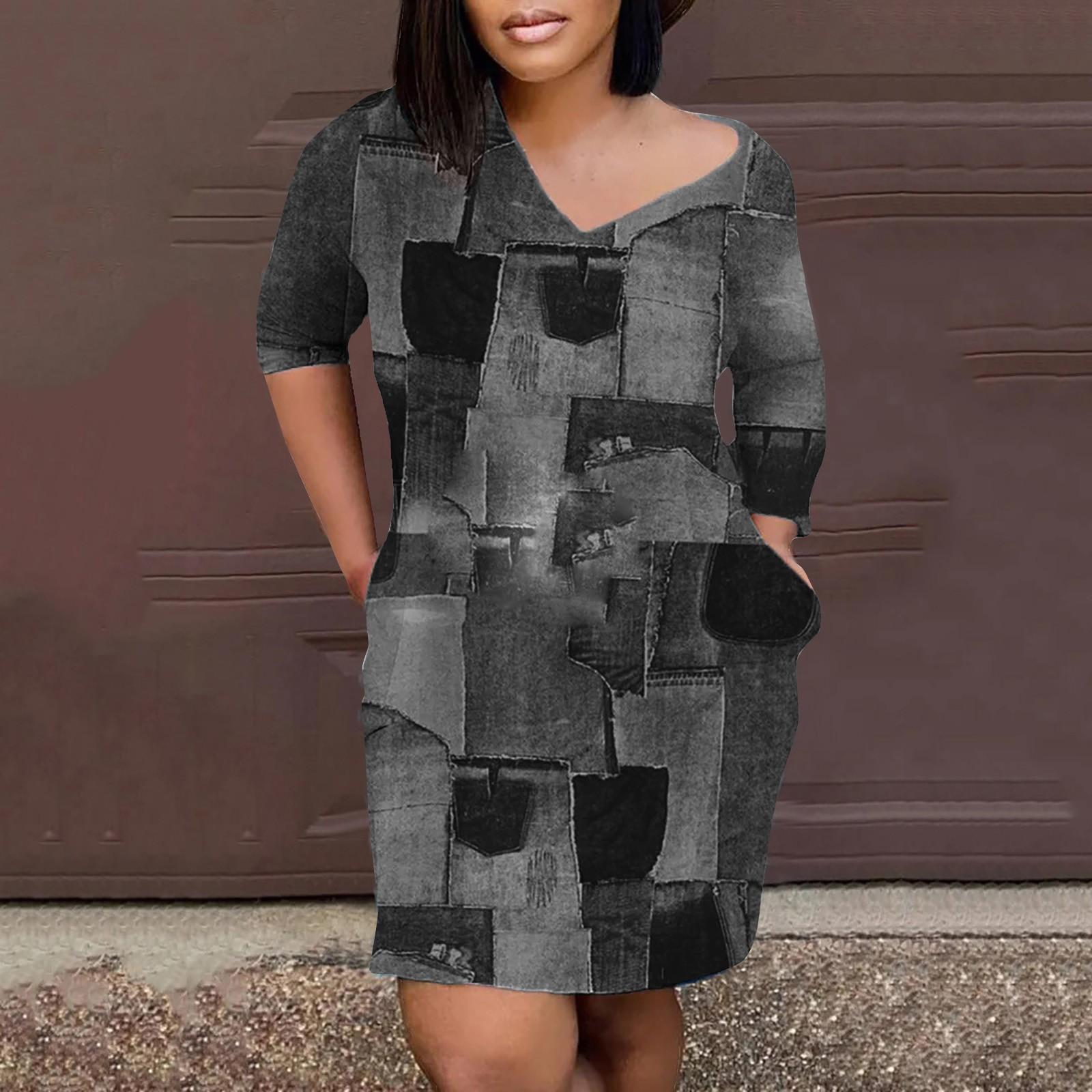 

Женский пуловер с длинным рукавом, юбка-миди, джинсовое платье свободного кроя с v-образным вырезом S чёрный