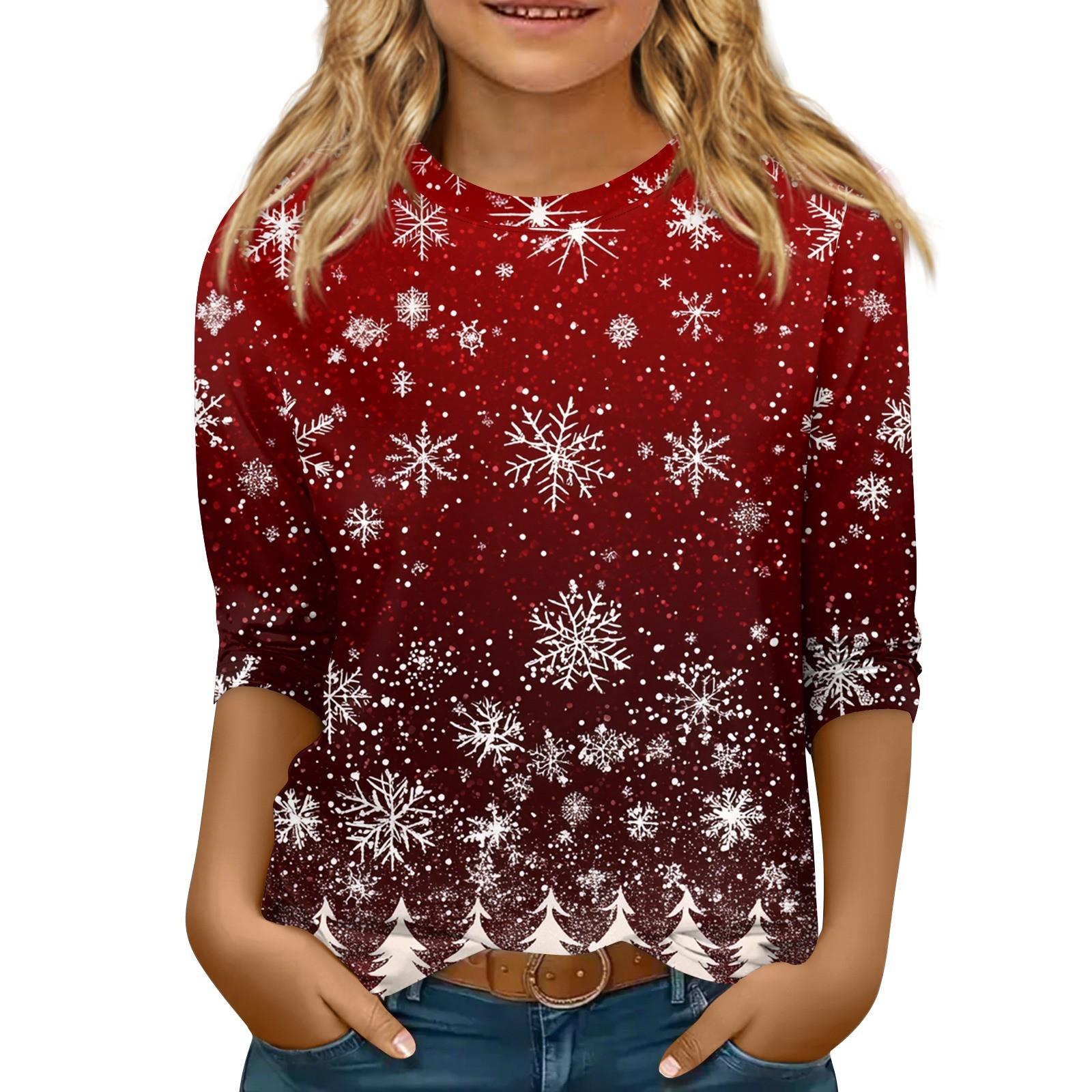 

Детская футболка с рукавом 3/4, повседневная футболка с принтом, круглый вырез, блузка-пуловер 150